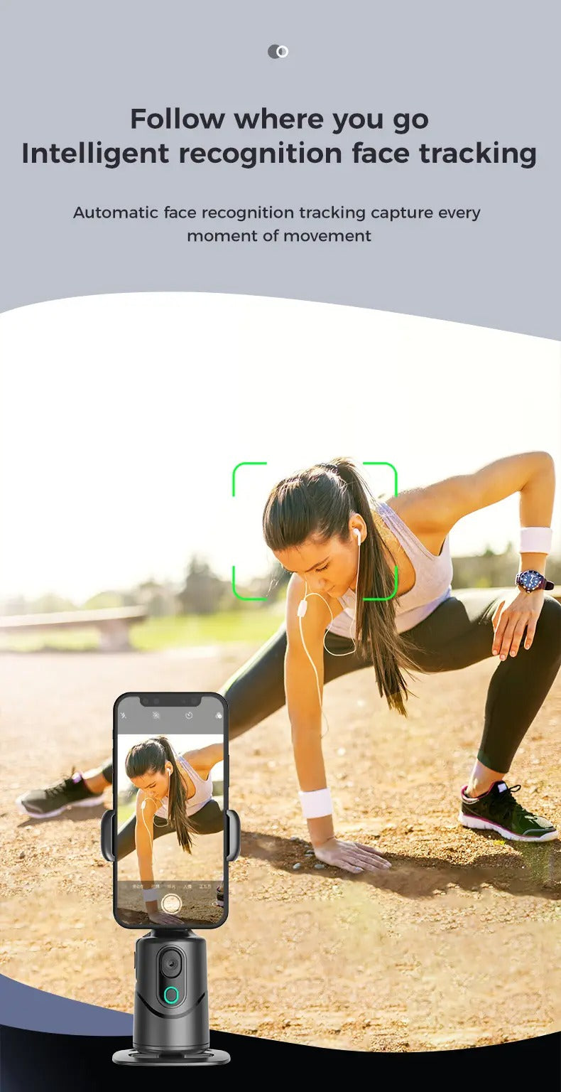 2024 new 360 Auto Face Tracking Phone Holder Tripod, Rechargeable Camera Mount with Gesture Control & Remote Shutter for Vlogging, Live Streaming, and TikTok.