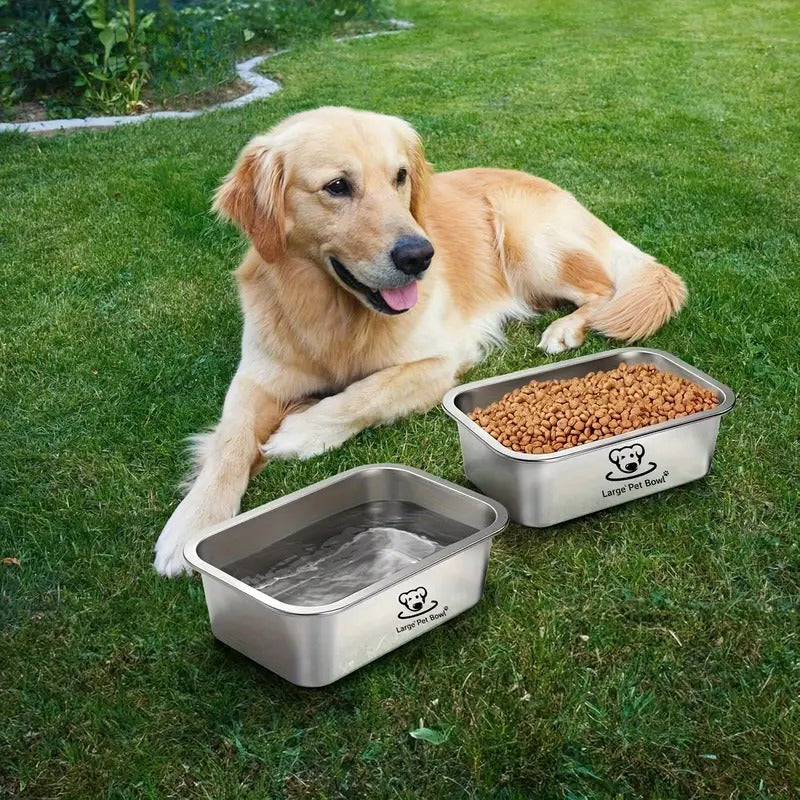 Misofog 2pcs Stainless Steel Dog Bowls for Large Dogs, 1.25 Gallons High Capacity Metal Dog Food Bowls, Extra Large Dog Bowl, Extra Large Water Bowl for Dog