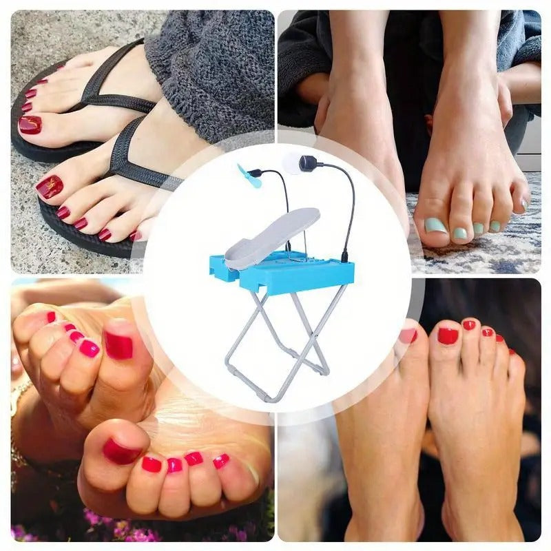 Pedicure Foot Rest Adjustable Beauty Footrest Pedicure Chair Pedicure Helper with LED Mirror and Drying Fan Home Pedicures Too-Gifts for family, friends, men and women