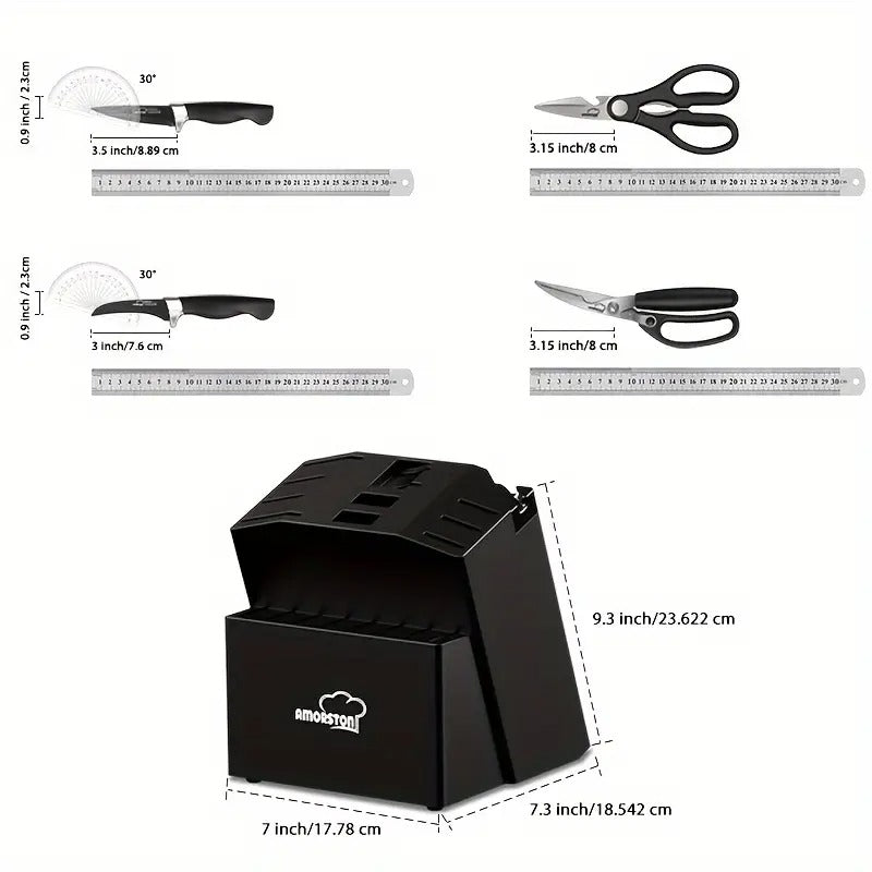 20pcs/ Knife Set, Amorston 20pcs Knife Sets for Kitchen with Block, Dishwasher Safe Kitchen Knife Set with Built-in Sharpener, German Stainless Steel Black Knife Block Set, Kitchen Gadgets Gifts for Mom Or Dad