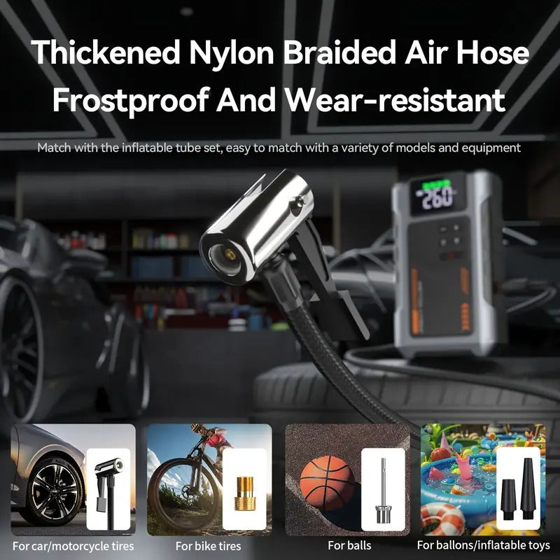 Jump Starter with Air Compressor, UltraSafe Car Battery Jump Starter, 12V Jump Starter Battery Pack, 4000A Battery Booster, Jump Box, Portable Charger And Jumper Cables For