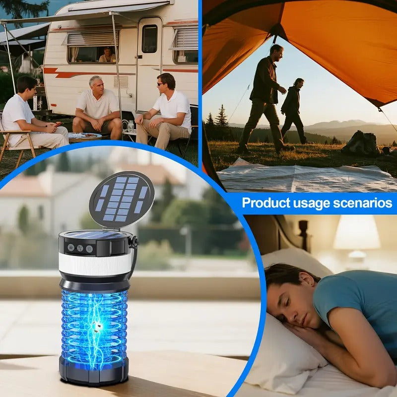 Auto-Sensor Solar Insect Killer - 4000mAh Portable Bug Zapper Light with LED, USB Rechargeable, Indoor/Outdoor Use, ABS Material, Solar-Powered Insect Repellent for Home & Garden