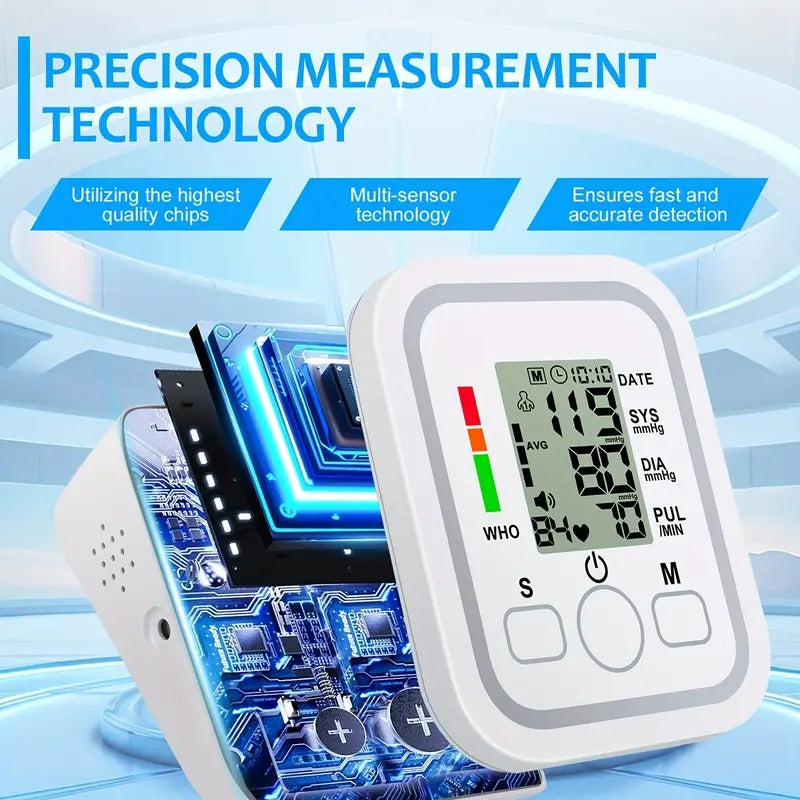 Arm Blood Pressure Monitor For Adult, Blood Pressure Machine Easy To Operate, Large Backlit LCD Display, With Adjustable Cuff, 60S Fast Reading, Voice Broadcast, Hypertension Alert, 2×99 Sets Memory, Home And Travel Use, (Battery Not Included)