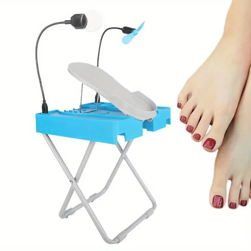 Pedicure Foot Rest Adjustable Beauty Footrest Pedicure Chair Pedicure Helper with LED Mirror and Drying Fan Home Pedicures Too-Gifts for family, friends, men and women