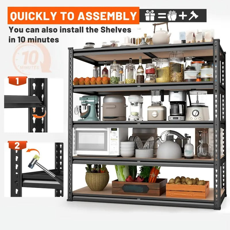[Heavy Duty Shelving] Heavy Duty 5 Tier 72" H Storage Shelves 2000LBS | Garage Shelving Unit for Basement Pantry Utility Rack Shelf, Office, 35.5"W X72"H X 15.8"D, Adjustable Metal Shelves