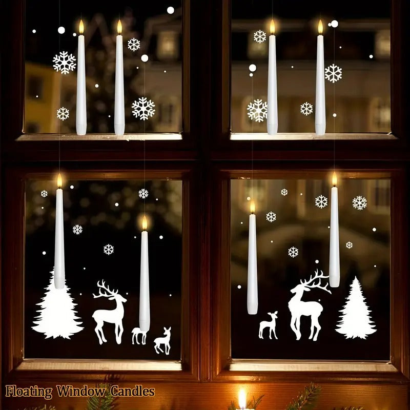 Floating Candles With Wand Remote And Timer Hanging Flameless Flickering Battery Operated Candles, Pack Of 12 (0.51" X 6.7") White Magic Floating Candles