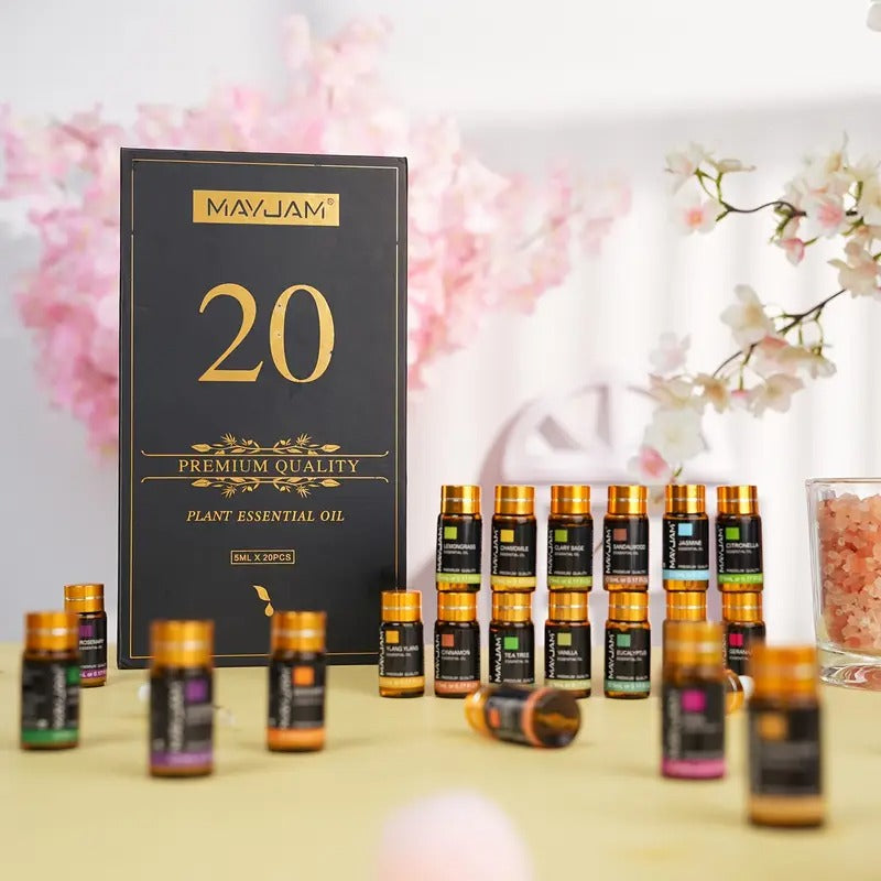 MAYJAM 20pcs 5ml/0.17Fl.Oz Essential Oils Set Gift Kit For Diffusers Humidifier
