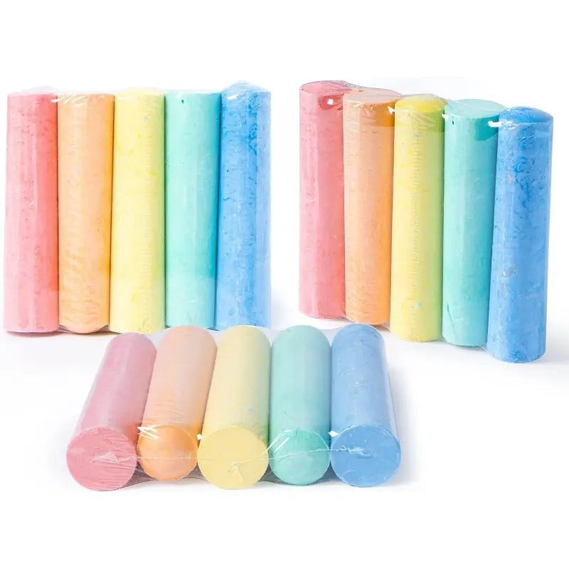 150pcs Sidewalk Chalk Set In 30pcs for Kids, 5 Colors, Giant Box Non-Toxic Jumbo Washable Chalk for Outdoor Art Play, Painting On Chalkboard, Kitchen, Blackboard, Playground,