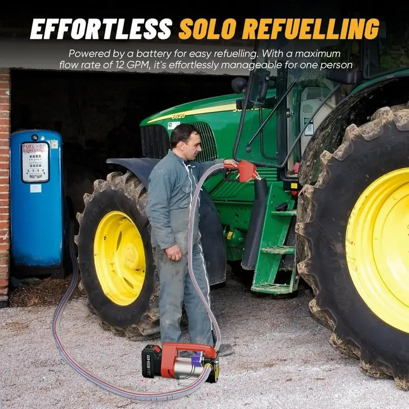 12GPM Portable Self-Priming Diesel Pump Kit w/ Nozzle&Hose Auto Shut Off for Diesel&Kerosene, Fuel Transfer Pump Battery Powered, 21V DC Cordless Diesel Transfer Pump Kit w/ 1X4.0Ah Battery