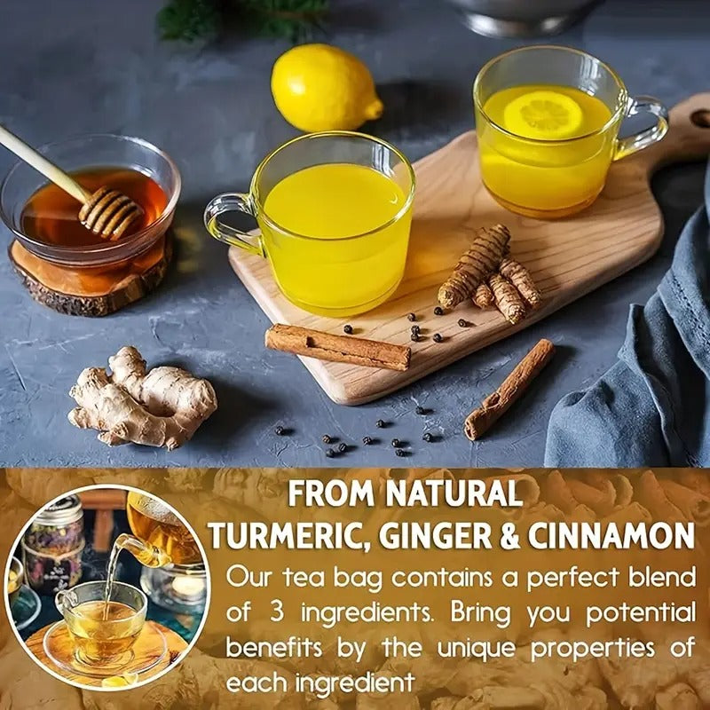 120 Count Premium Turmeric Ginger Cinnamon Tea Bags - Sugar & Caffeine Free, Allergy-Free Herbal Blend for Relaxation & Afternoon Office Nerves, Natural Tea Blend with Ginger,
