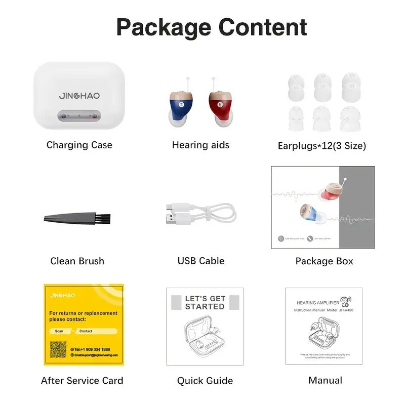 [Jinghao Digital Hearing Aids] Jinghao Rechargeable Digital Hearing Aids | Comfortable Wearing with Portable Charging Case | New Model for Seniors