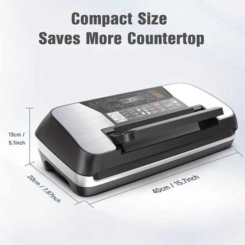 85kPa Food Vacuum Sealer Machine, 12 in 1 Food Sealer Vacuum Sealer With Easy Lock Handle, Double Heat Seal, Vacuum Sealer Food With Built in Cutter And Bag Storage, 1 Roll And 10 Pre-cut Bags