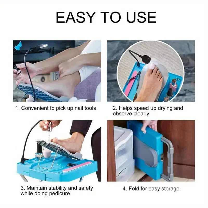 Pedicure Foot Rest Adjustable Beauty Footrest Pedicure Chair Pedicure Helper with LED Mirror and Drying Fan Home Pedicures Too-Gifts for family, friends, men and women