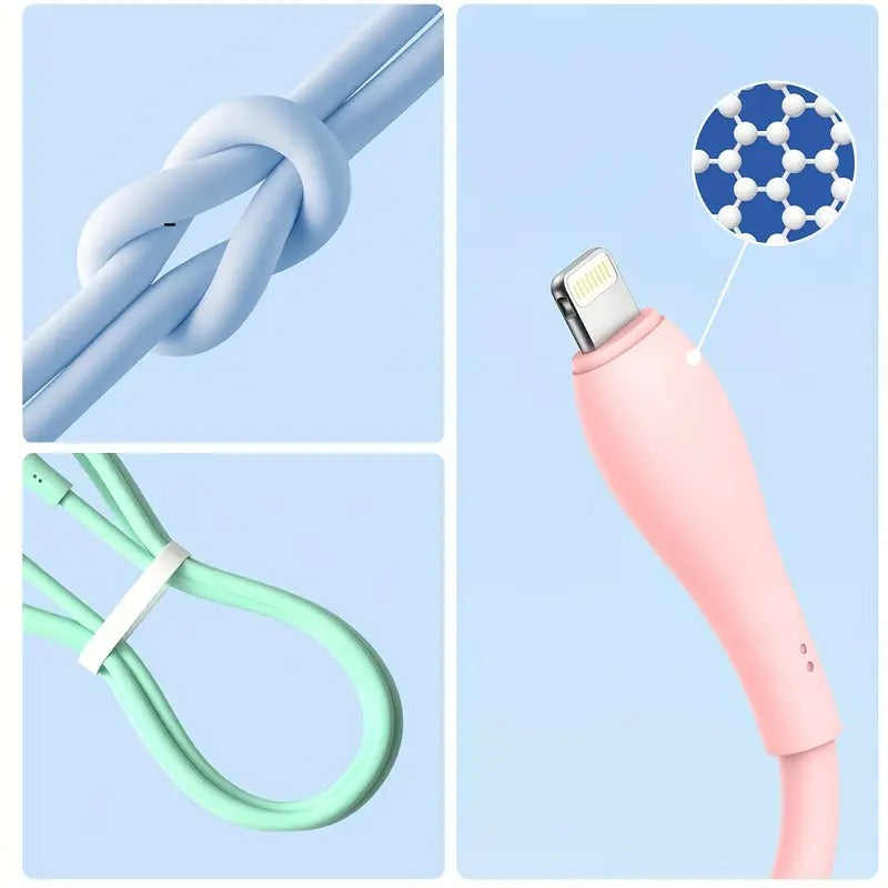 3-Pack For IPhone Charging Cable, 6ft/1.8m Fast Charging Cable, 3A Fast Charging Cable, Silicone USB Charging Cable, Suitable For IPhone 14/13/12/11/10 MAX/Pro/X/XS, IPad, Pink/Green/Blue