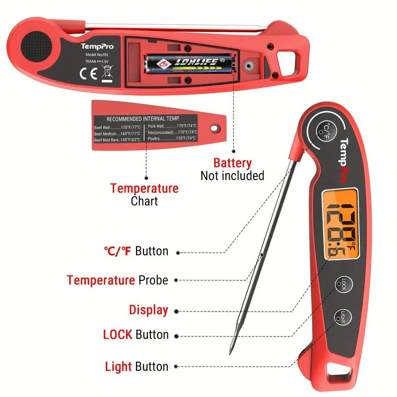 ThermoPro F05 Digital Meat Thermometer for Cooking with Motion Sensing, Food Thermometer for Kitchen BBQ Oil Grill Smoker Candy Thermometer father gift