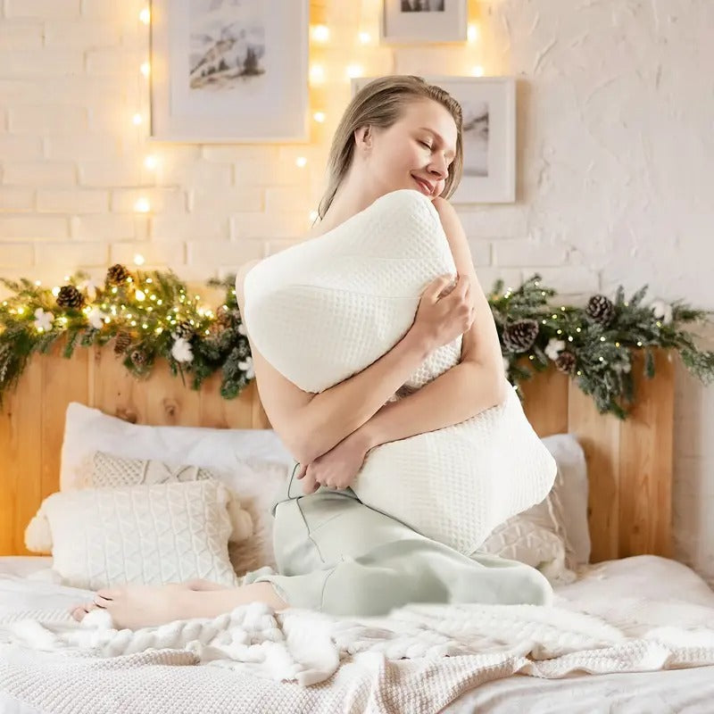 Comfortable Ergonomic Cervical Neck Pillow, Memory Foam Orthopedic Contour Neck Pillows for Side Back Stomach Sleeper with Cooling Pillowcase