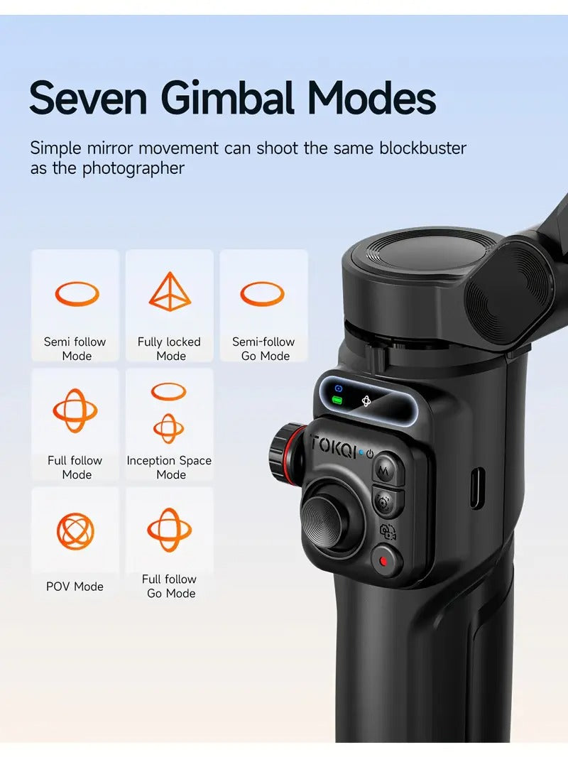 Gimbal Stabilizer For IPhone Built-in Extension Rod 3-Axis Foldable Phone Gimbal For IPhone 16/15 Pro Max, Detachable Remote, 6H Battery For Travel Vlogging