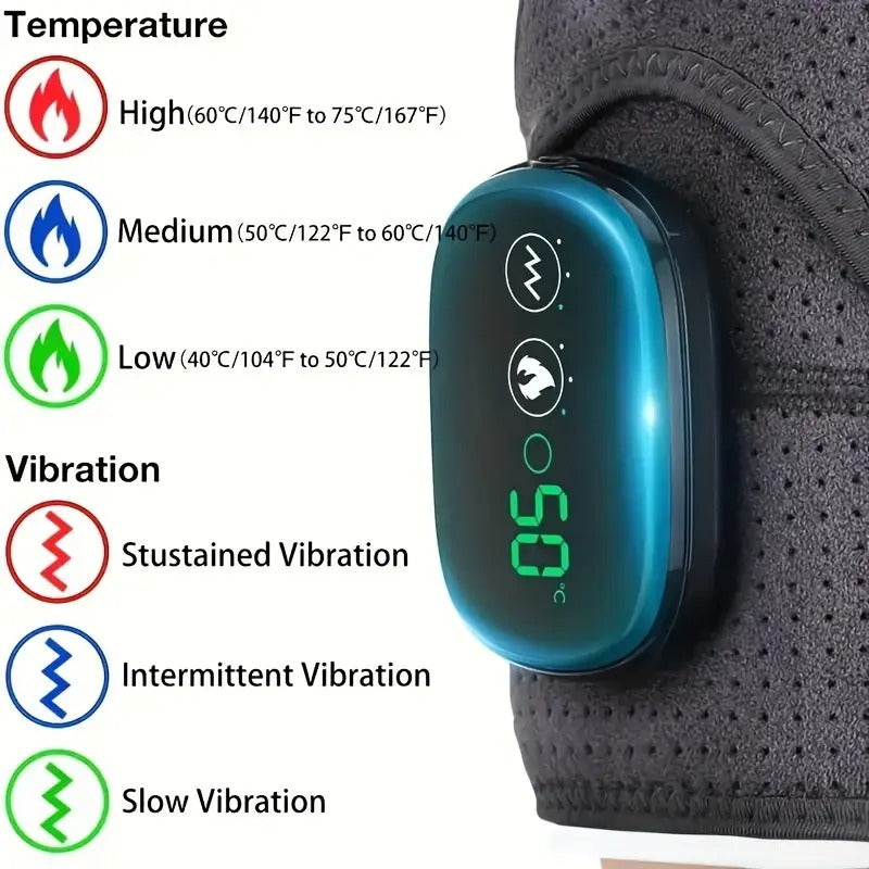 Wireless Heating Shoulder Wrap And Massager - 3 Heat/3 Vibration Settings, Adjustable Straps, Suitable for Shoulders And Knees, Portable Shoulder Heating Pad, Home And Travel Massager.