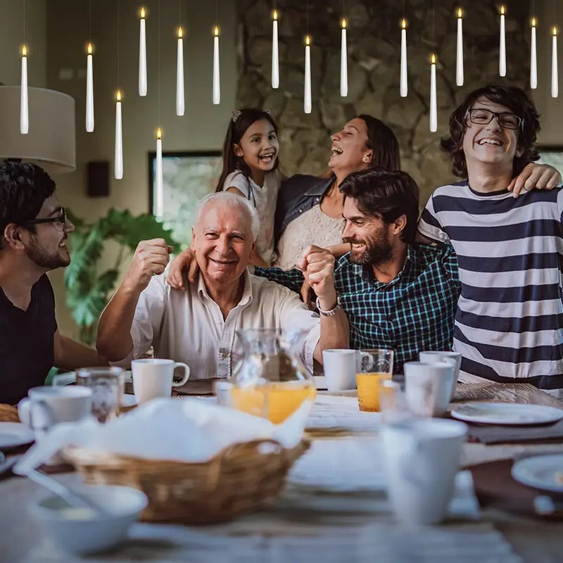 Floating Candles With Wand Remote And Timer Hanging Flameless Flickering Battery Operated Candles, Pack Of 12 (0.51" X 6.7") White Magic Floating Candles