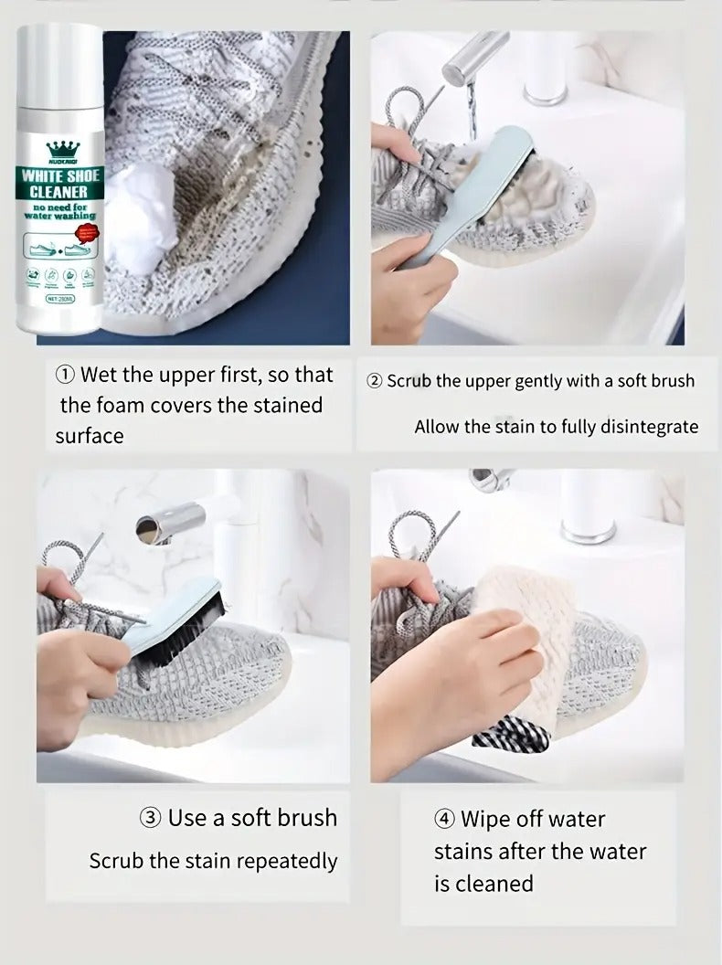 Yixingjia 1-Pack Multi-Functional Shoe Cleaner Brush with Foam Applicator - Whitening & Yellowing Remover, Non-Damaging Formula for Sneakers, Leather, Fabric Shoes - 6.76-16.91oz