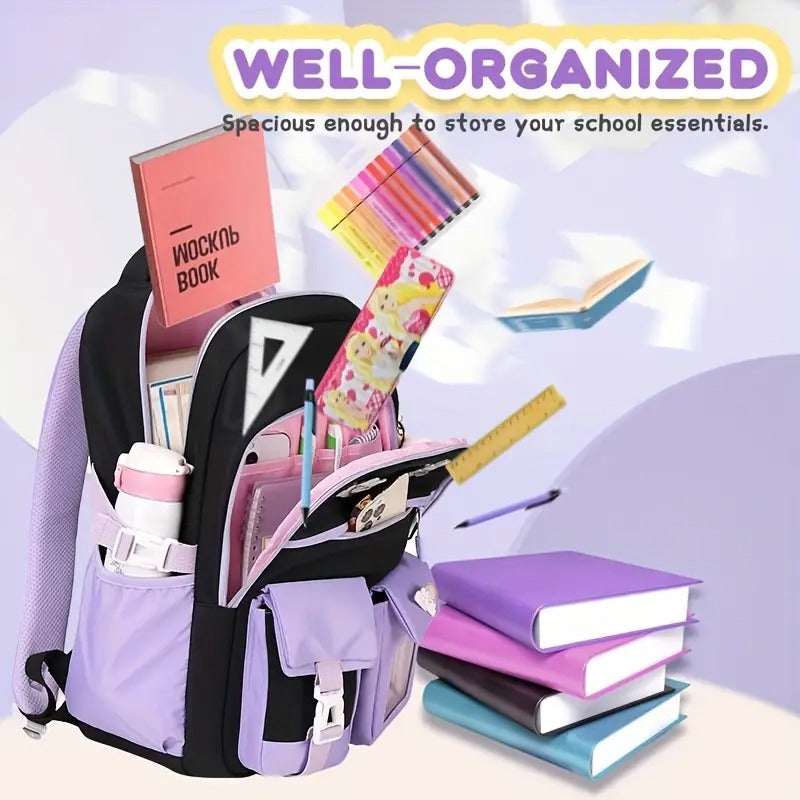 School Season to Promote Students Backpack Two-piece Set Color Fashion Student Backpack Lunch Box Bag Go Out Light Backpack