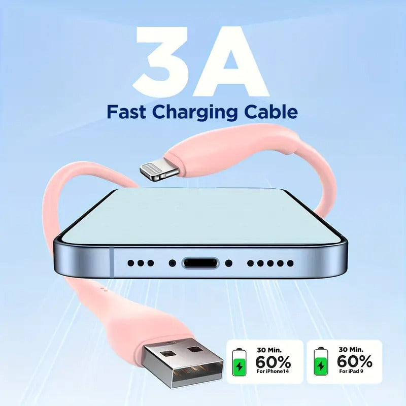 3-Pack For IPhone Charging Cable, 6ft/1.8m Fast Charging Cable, 3A Fast Charging Cable, Silicone USB Charging Cable, Suitable For IPhone 14/13/12/11/10 MAX/Pro/X/XS, IPad, Pink/Green/Blue