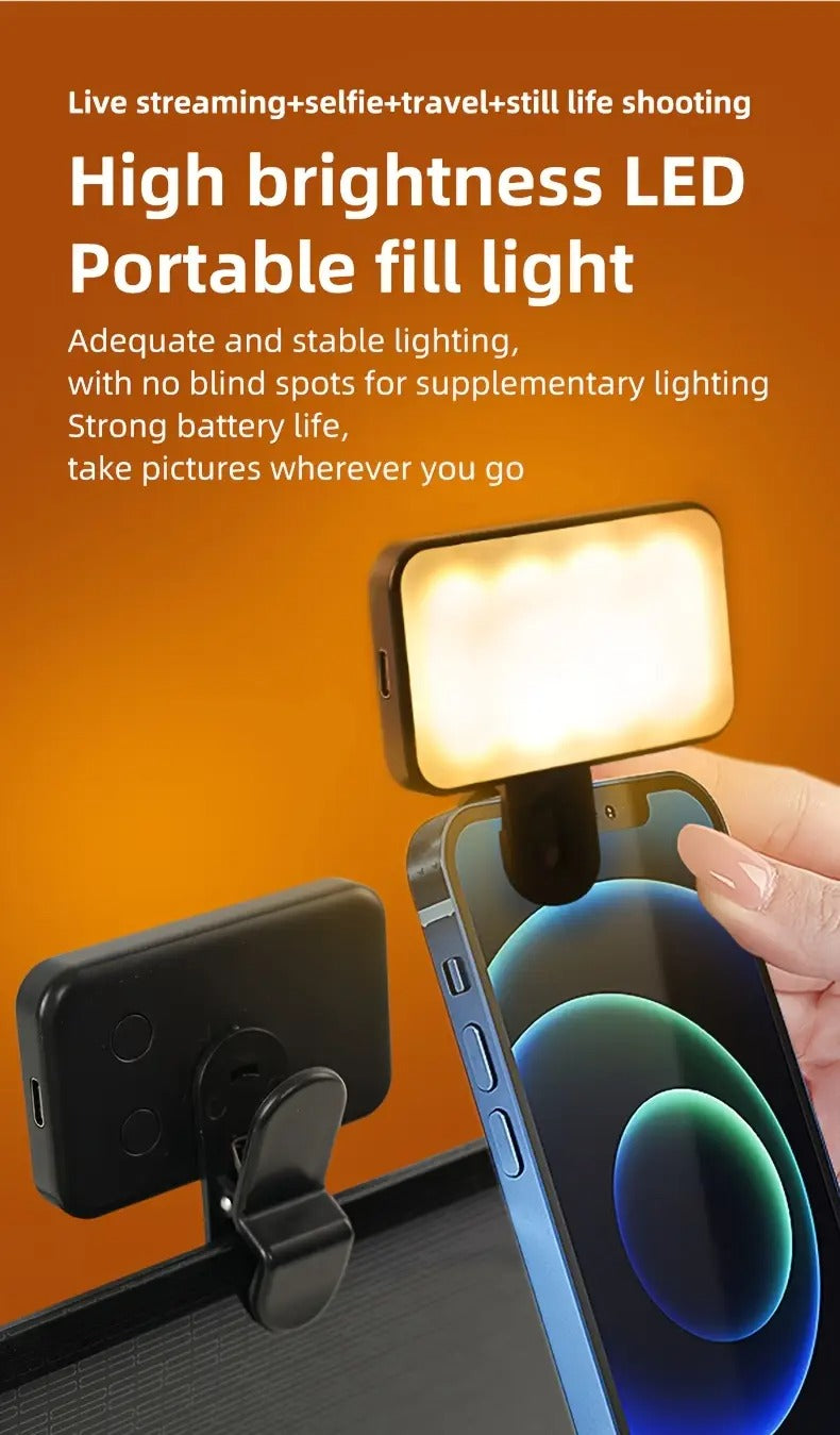Mini Portable LED Selfie Light Suitable For All 4 Seasons, With 3 Adjustable Modes. It Is A Clip-on Fill Light For Mobile Phones, Cameras, Laptops And IPads - Brightness Enhancement And Color Temperature Contro
