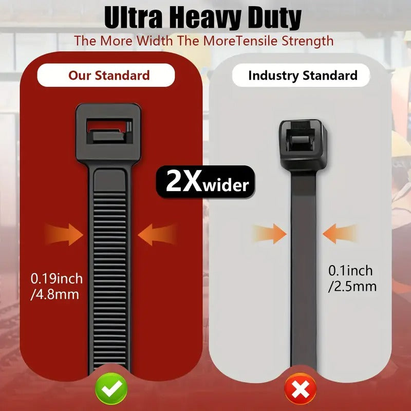 100pcs 18 Inch Large Heavy Duty Nylon Ties, UV Resistant Self-Locking Ties, 300 Lbs Tensile Strength, Durable Material Great