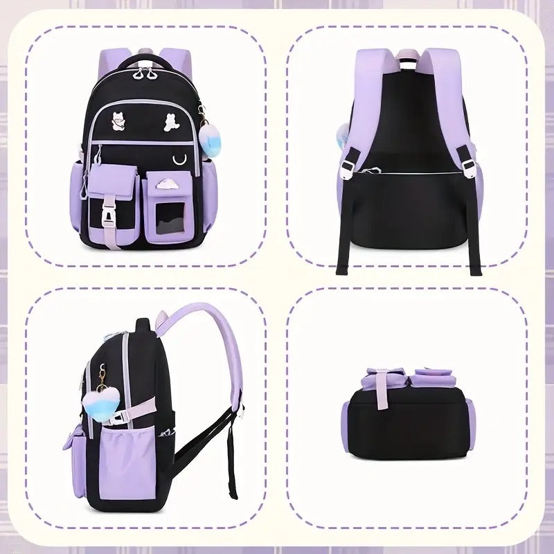 School Season to Promote Students Backpack Two-piece Set Color Fashion Student Backpack Lunch Box Bag Go Out Light Backpack