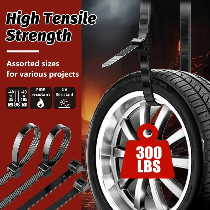 100pcs 18 Inch Large Heavy Duty Nylon Ties, UV Resistant Self-Locking Ties, 300 Lbs Tensile Strength, Durable Material Great