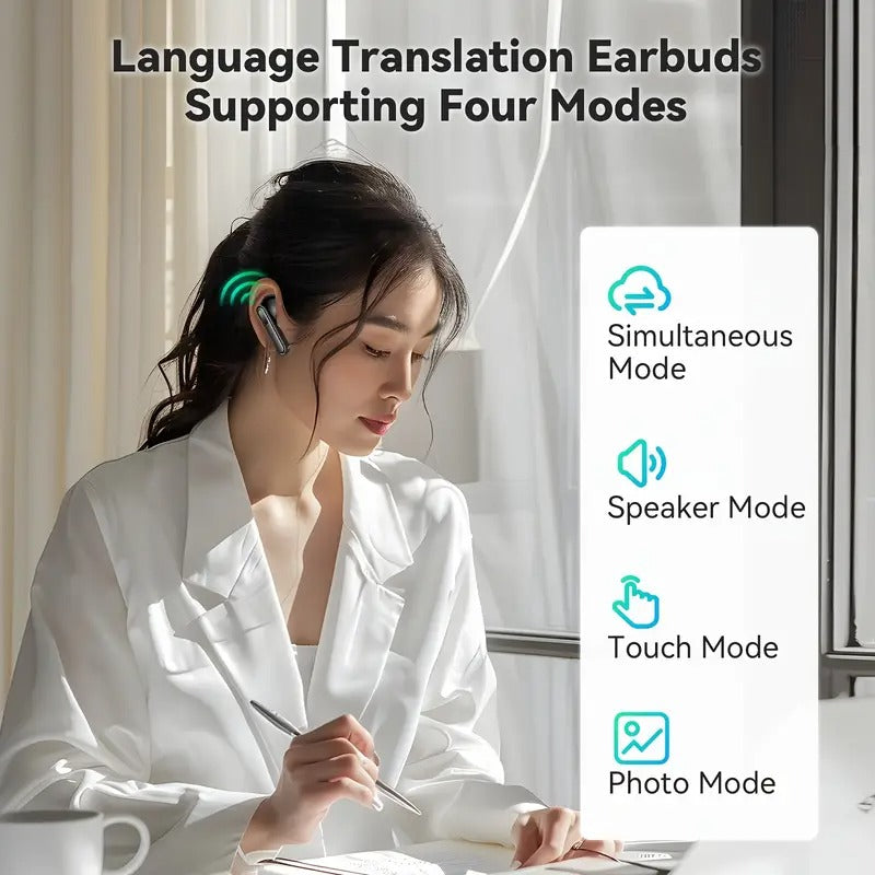 150 Languages and Accents Language Translator Earbuds, Two-Way Real-Time Translation with Wireless and APP Instant Voice Free Translation Feature, Suitable for Traveling/Business Study Use