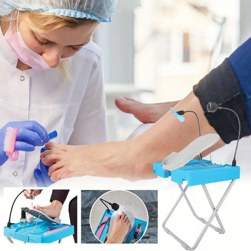 Pedicure Foot Rest Adjustable Beauty Footrest Pedicure Chair Pedicure Helper with LED Mirror and Drying Fan Home Pedicures Too-Gifts for family, friends, men and women