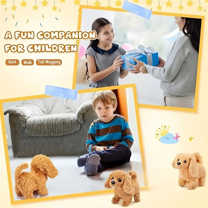 2 Dogs [White + Brown] Cute Puppy Electronic Pet Dog Youngsters Toy, Will Bark/Walk/Wake Up Tail, Creative Parent-Child Interaction Toy Dog, Suitable for Birthday Parties/Indoor