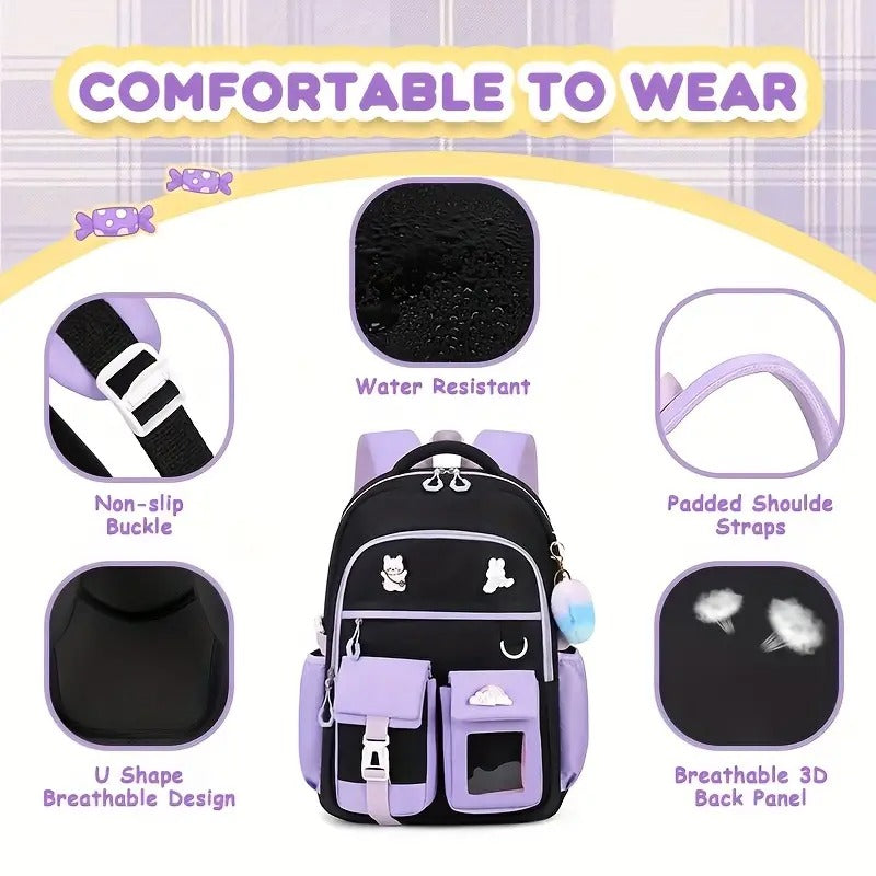 School Season to Promote Students Backpack Two-piece Set Color Fashion Student Backpack Lunch Box Bag Go Out Light Backpack