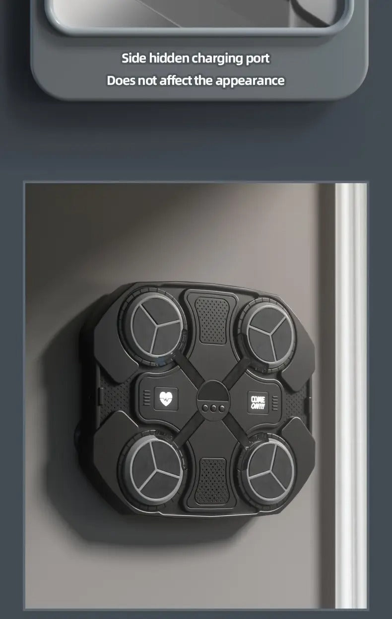 1pc Wall-mounted Music Boxing Trainer (with gloves) - Dynamic sound effects, interactive fitness and reflex training games, USB charging, support wireless connection - Suitable for boys and girls, ideal gift, ideal toy for kids