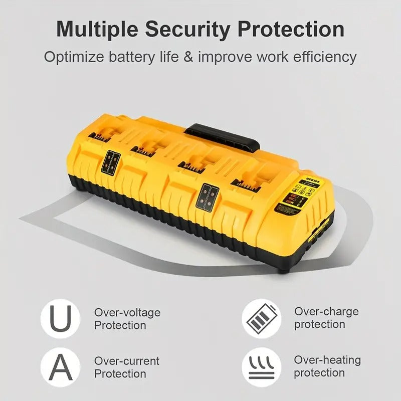4-Port Replacement Rapid Charger for Dewalt Charger DCB104 with 2 USB Ports, for Dewalt 12V/20V Max Battery DCB127 DCB200 DCB204 DCB205 - Battery Charger, Charging Station for Jobsite