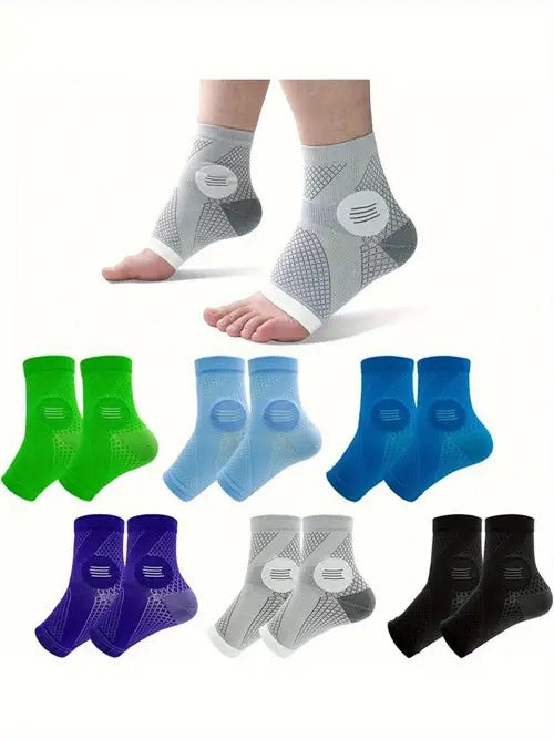 6-Pair Arch Support Compression Socks with Plantar Fascia Support, 15-20mmHg Pressure - Breathable Moisture-Wicking Athletic socks, Cushioned Ankle Stability