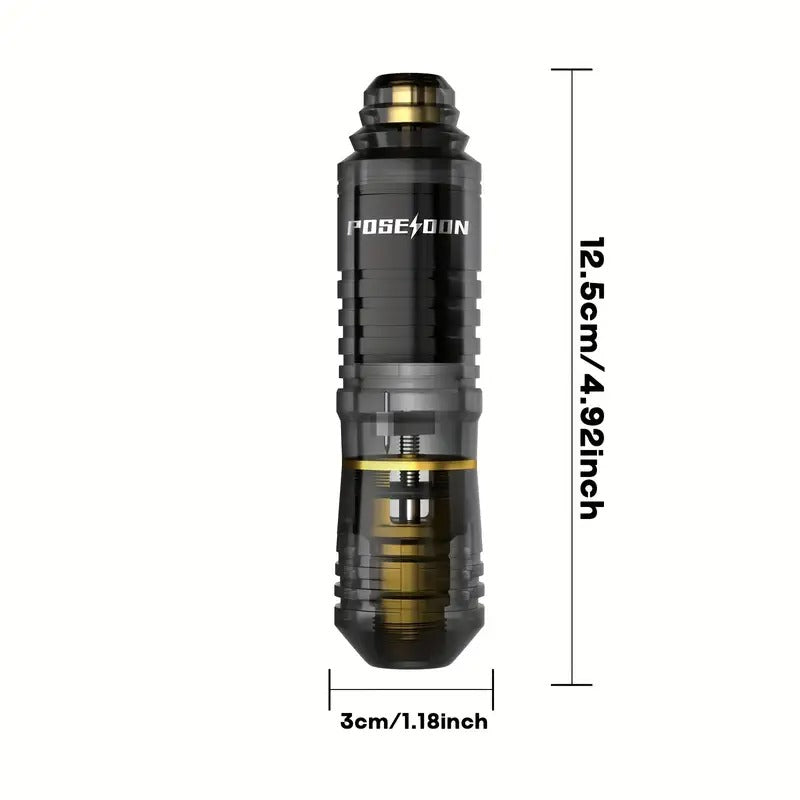 POSEIDON Tattoo V5 HM142 Tattoo Pen Kit - POSEIDON Battery Tattoo Pen with Extra Battery 1500mAh, Tattoo Gun Kit with Tattoo Power Supply And 10pcs Tattoo Cartridge Needles,
