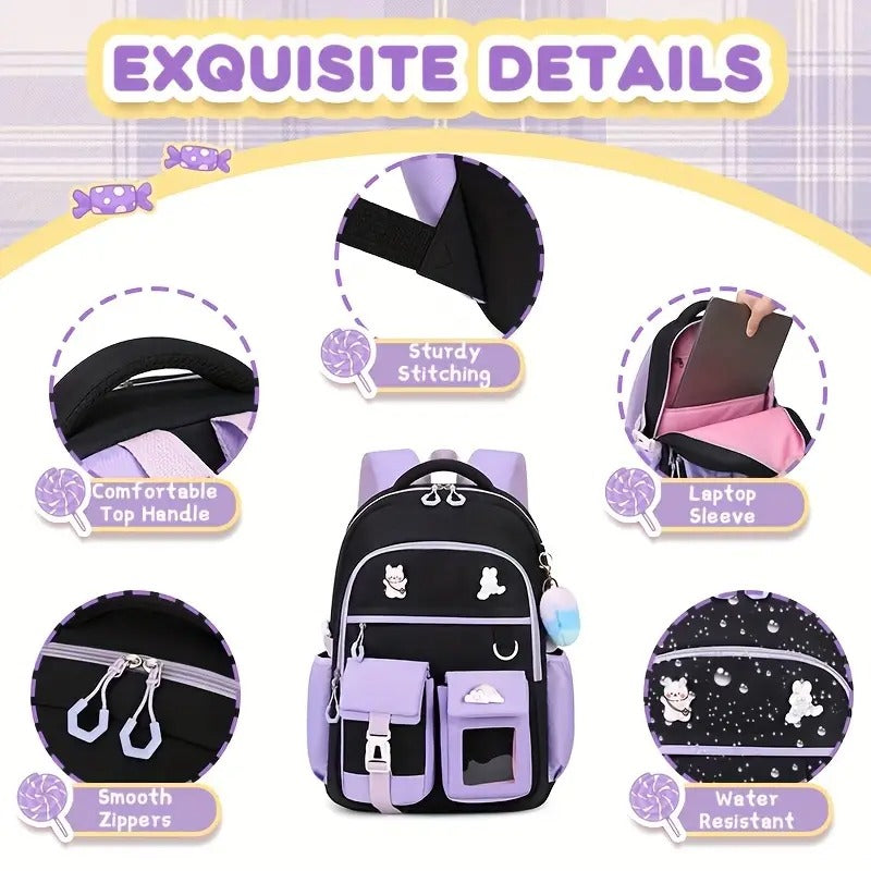 School Season to Promote Students Backpack Two-piece Set Color Fashion Student Backpack Lunch Box Bag Go Out Light Backpack