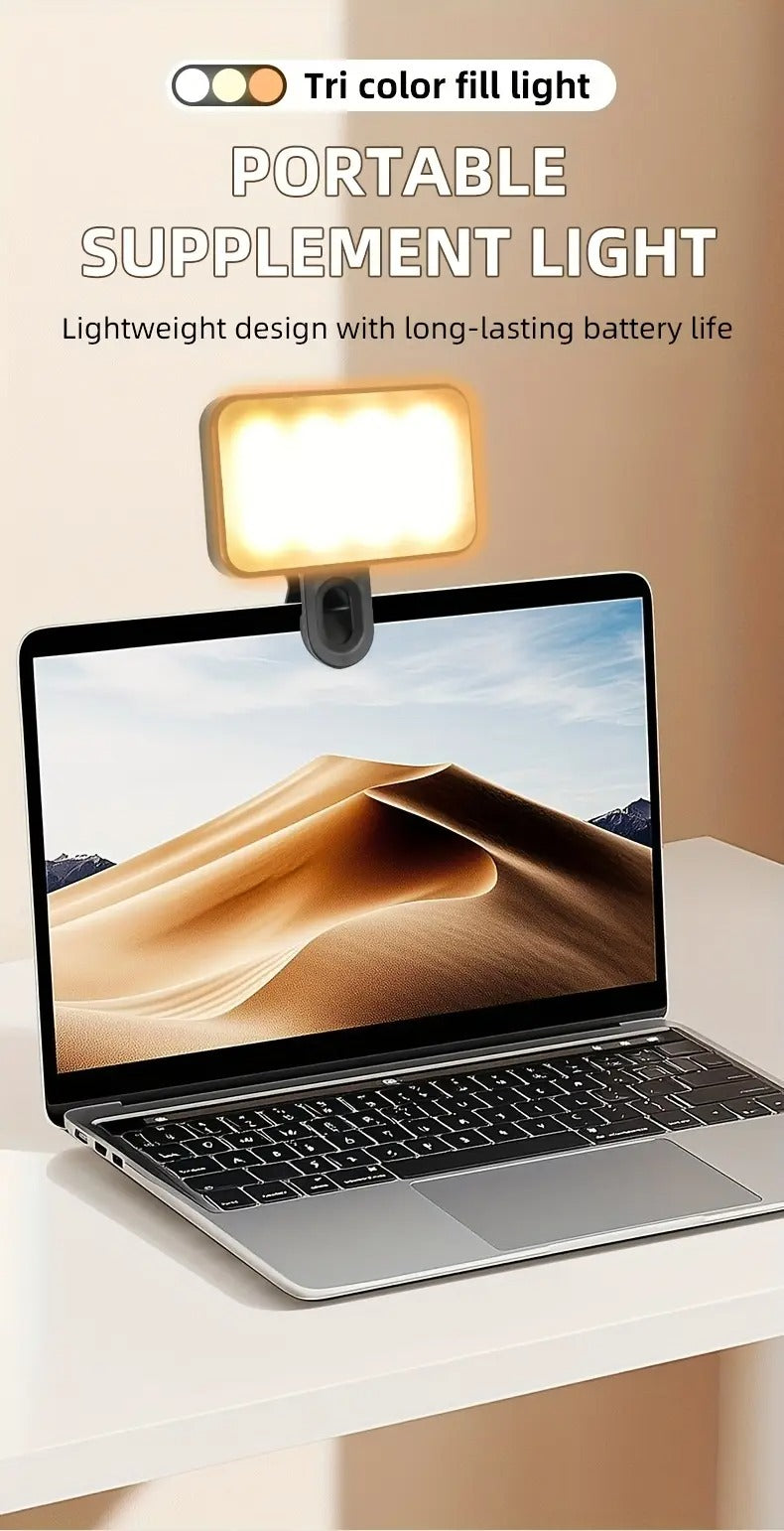Mini Portable LED Selfie Light Suitable For All 4 Seasons, With 3 Adjustable Modes. It Is A Clip-on Fill Light For Mobile Phones, Cameras, Laptops And IPads - Brightness Enhancement And Color Temperature Contro