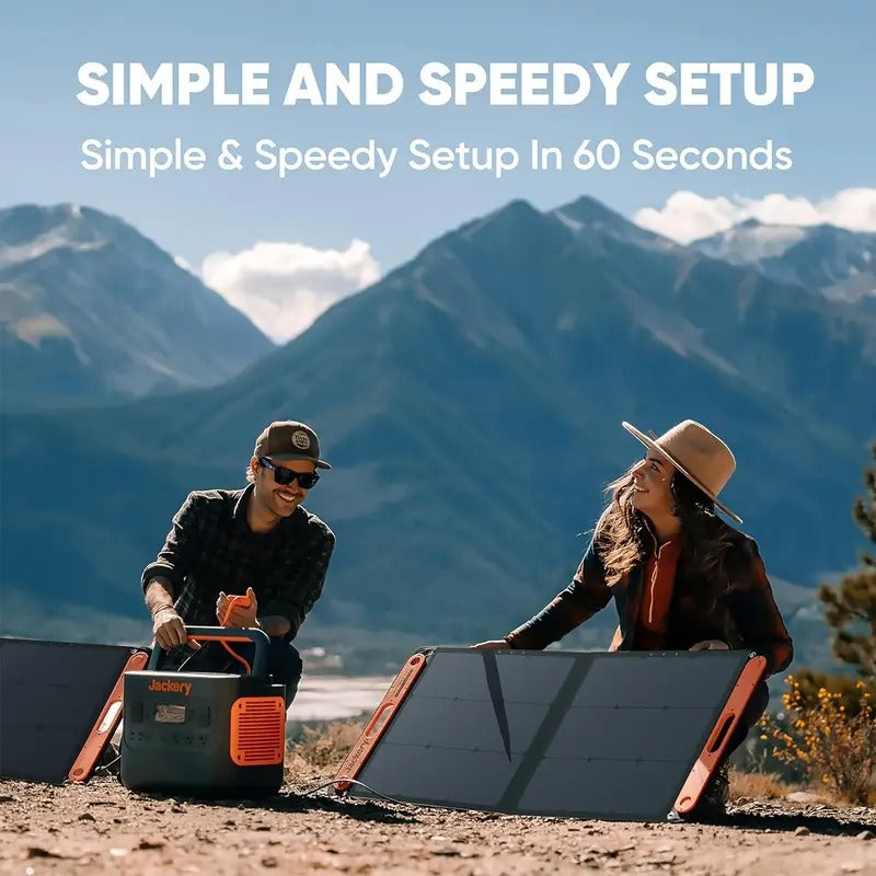 Jackery SolarSaga 100W Bifacial Portable Solar Panel For Explorer 240/300/500/1000/1500 Power Stations, Foldable Solar Cell Solar Charger With USB Outputs For Phones, Rooftops, Outdoor Camping And RVs