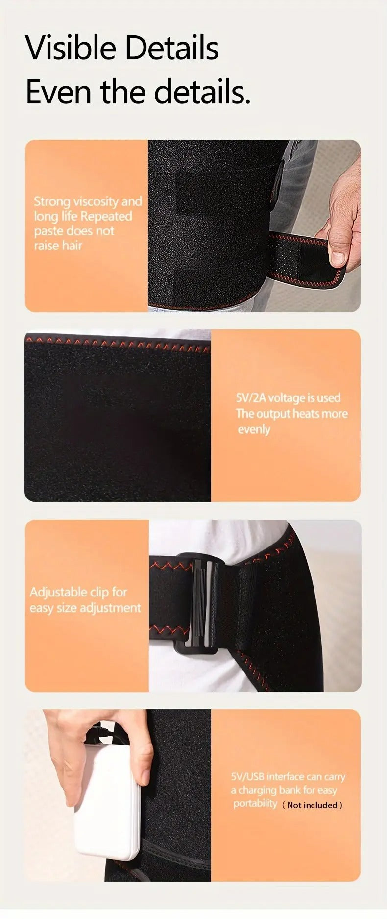 [Vibration Heat Pad for Hip] 3 Temp Vibration Hip Massager - USB Electric Heated Hip and Thigh/Buttock Pad with Timing Setting S/M