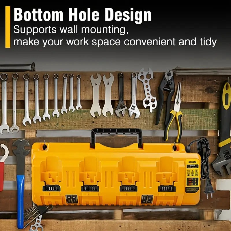 4-Port Replacement Rapid Charger for Dewalt Charger DCB104 with 2 USB Ports, for Dewalt 12V/20V Max Battery DCB127 DCB200 DCB204 DCB205 - Battery Charger, Charging Station for Jobsite