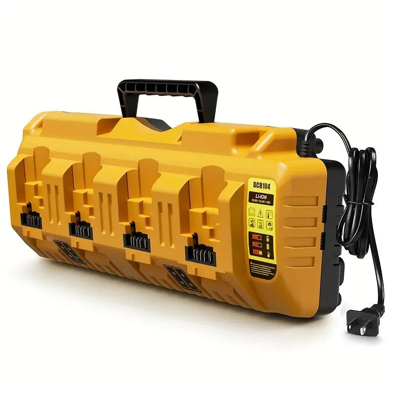 4-Port Replacement Rapid Charger for Dewalt Charger DCB104 with 2 USB Ports, for Dewalt 12V/20V Max Battery DCB127 DCB200 DCB204 DCB205 - Battery Charger, Charging Station for Jobsite