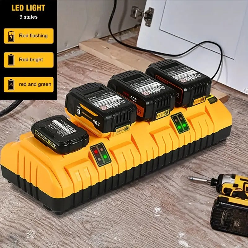 4-Port Replacement Rapid Charger for Dewalt Charger DCB104 with 2 USB Ports, for Dewalt 12V/20V Max Battery DCB127 DCB200 DCB204 DCB205 - Battery Charger, Charging Station for Jobsite