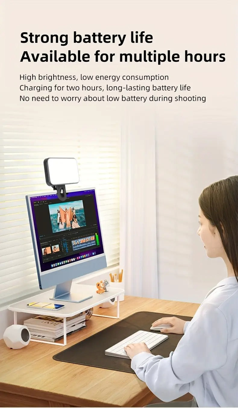 Mini Portable LED Selfie Light Suitable For All 4 Seasons, With 3 Adjustable Modes. It Is A Clip-on Fill Light For Mobile Phones, Cameras, Laptops And IPads - Brightness Enhancement And Color Temperature Contro