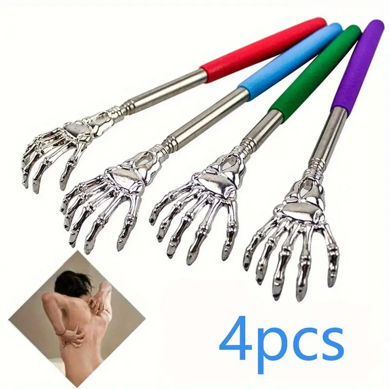 4pcs adjustable stainless steel telescopic ticker Ticker Ticker, ergonomically designed handle, cool claw, 6 colors randomly shipped, portable ticker ticker Ticker Ticker rake