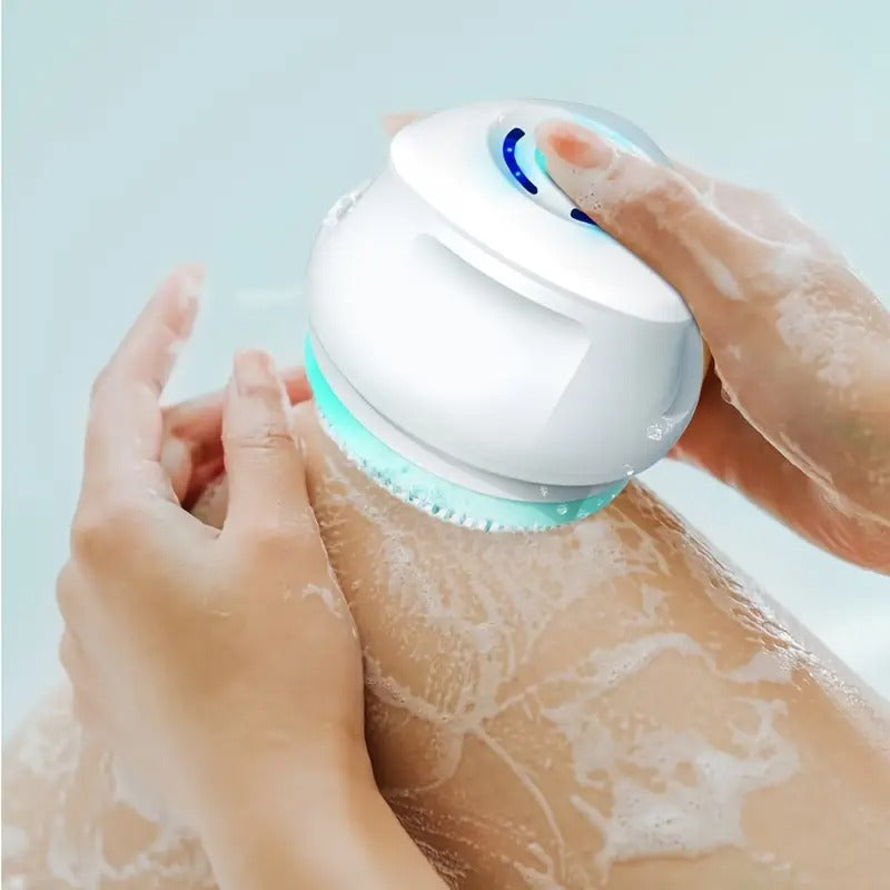 [Rechargeable Shower Brush] 6-in-1 Rechargeable Electric Shower Brush Set | Full Body & Back, USB Powered, 1500mAh Lithium Battery, Detachable Long Handle, Exfoliating Silicone Brush, Rotating Facial Scrubber Head - Ideal Gift
