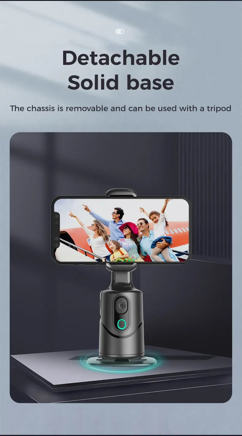2024 new 360 Auto Face Tracking Phone Holder Tripod, Rechargeable Camera Mount with Gesture Control & Remote Shutter for Vlogging, Live Streaming, and TikTok.