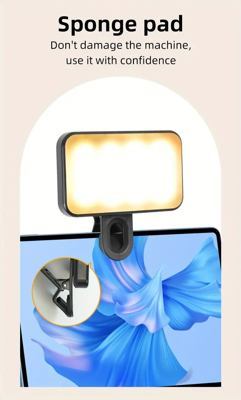 Mini Portable LED Selfie Light Suitable For All 4 Seasons, With 3 Adjustable Modes. It Is A Clip-on Fill Light For Mobile Phones, Cameras, Laptops And IPads - Brightness Enhancement And Color Temperature Contro